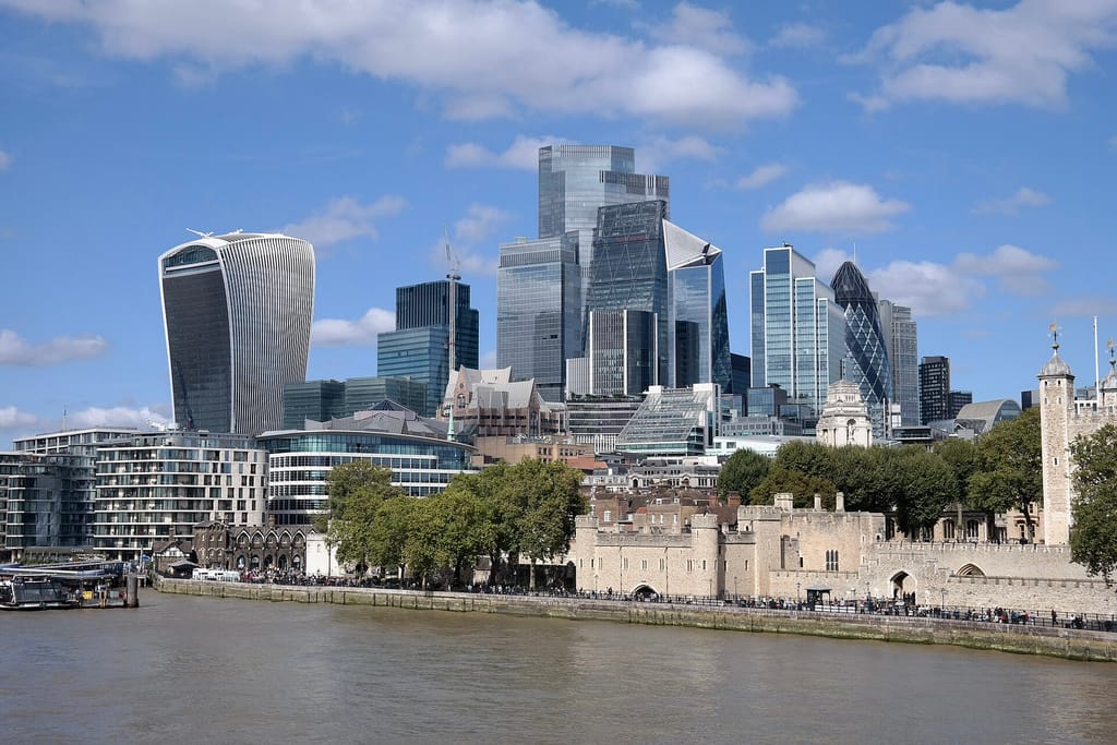 The City of London skyline seen across the River Thames
